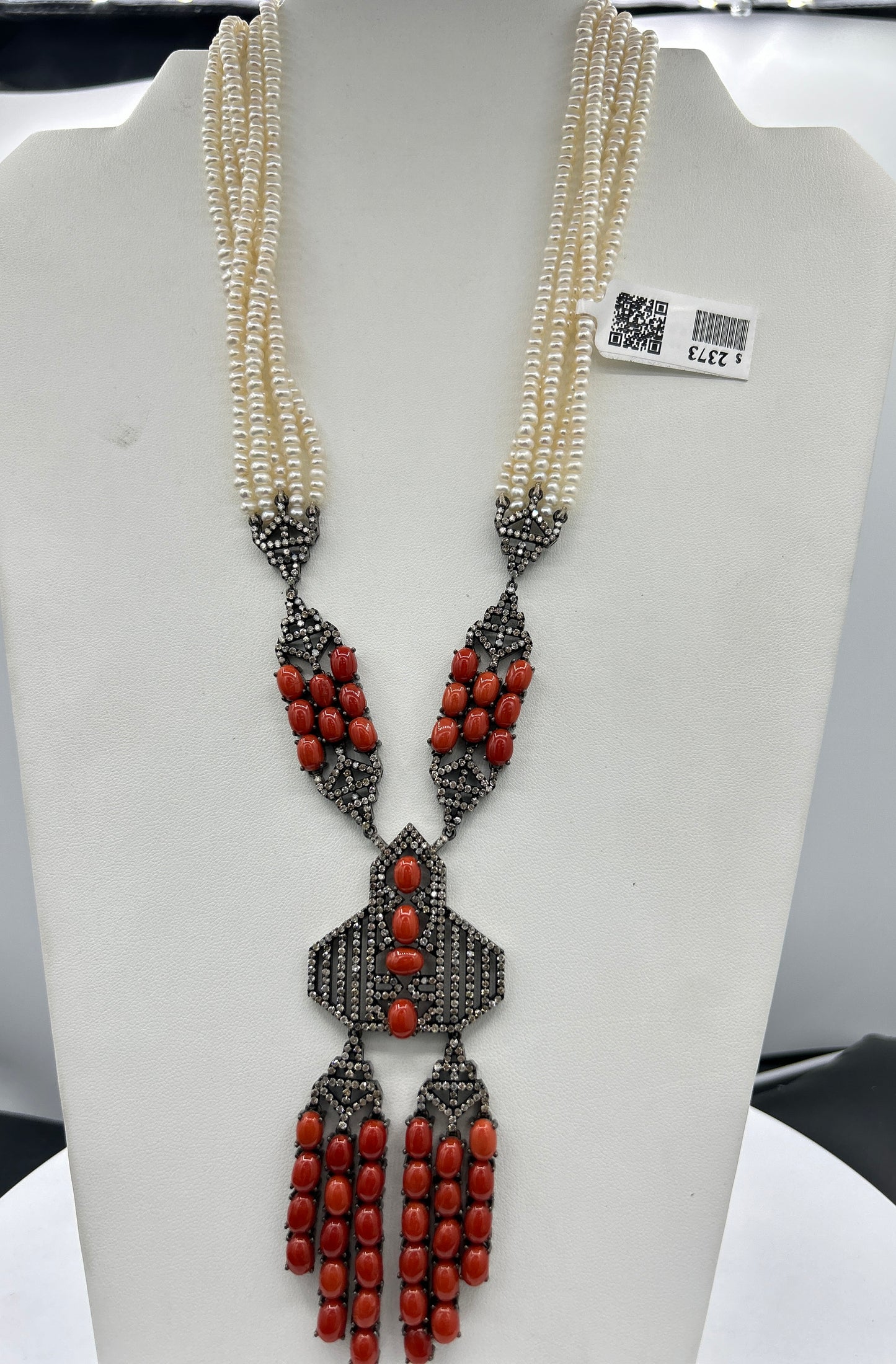 Pearl Coral Diamond Necklace