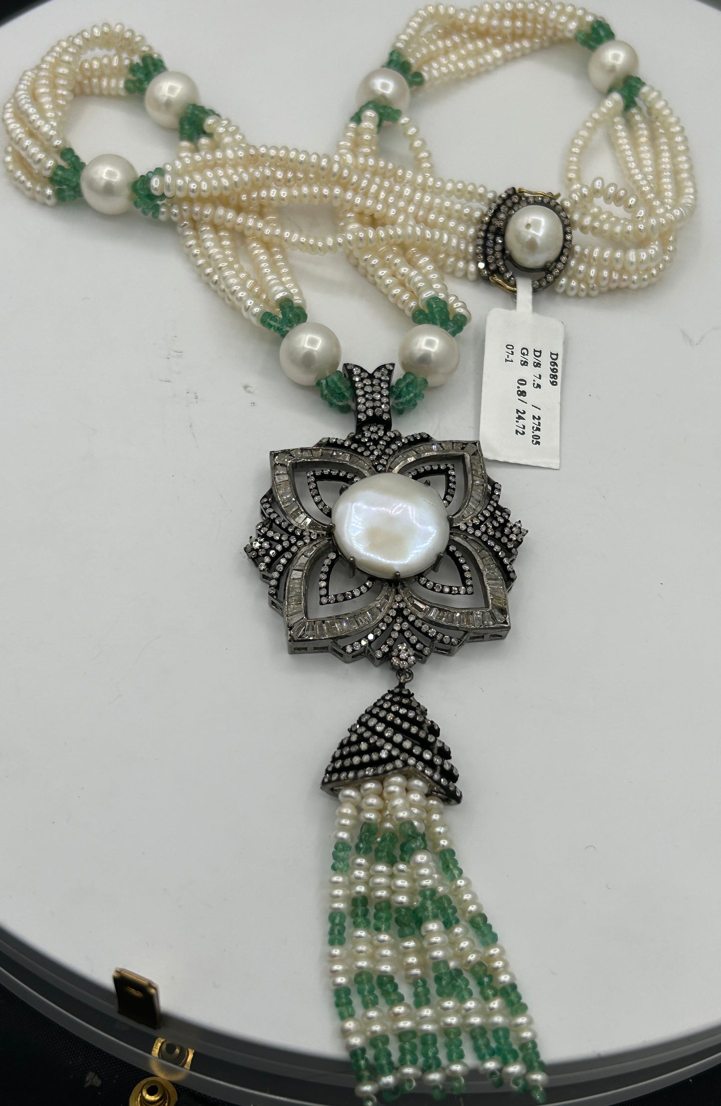Pearl Emerald Diamond Necklace