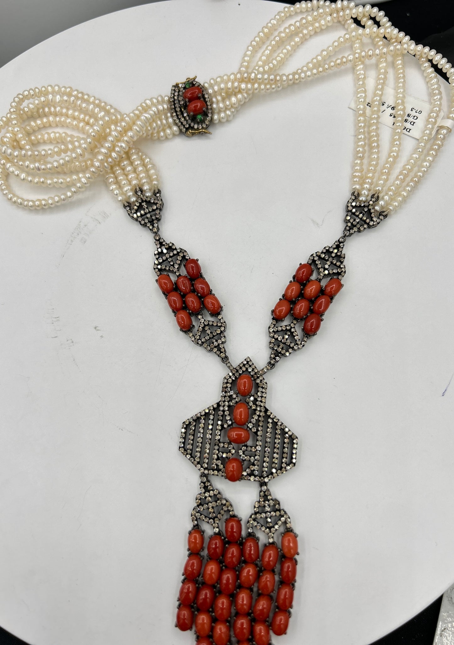 Pearl Coral Diamond Necklace