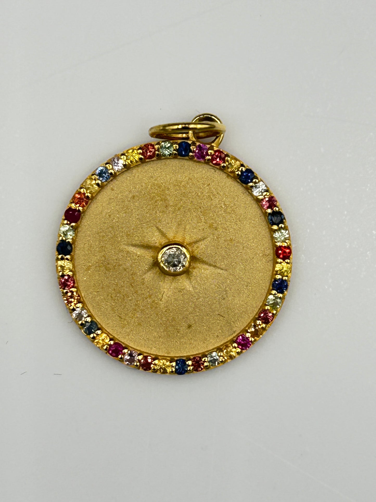 Round 14k Solid Gold Diamond Pendants