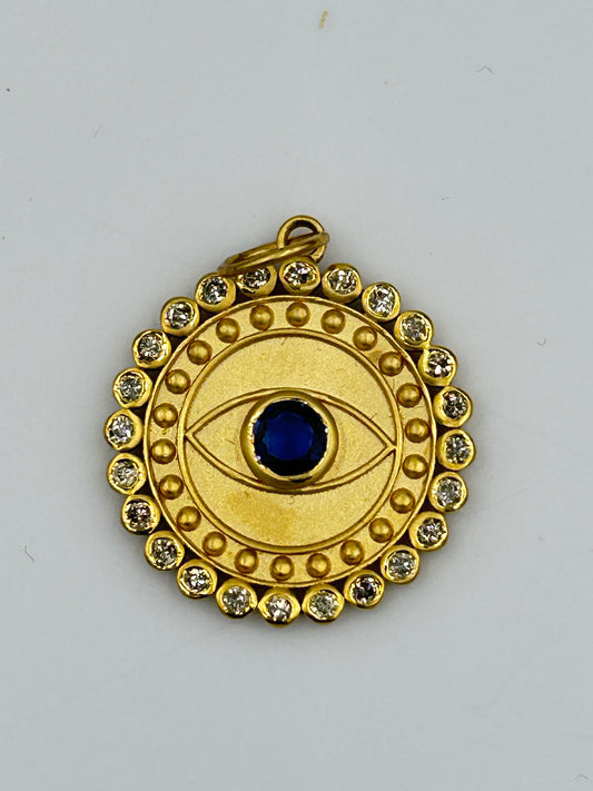 Evil Eye 14k Solid Gold Diamond Pendants