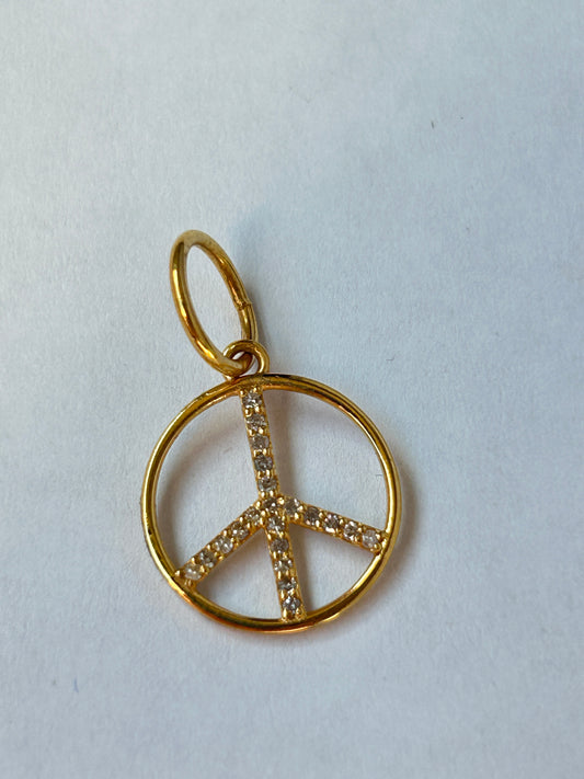 Peace Sign 14K Gold Necklace