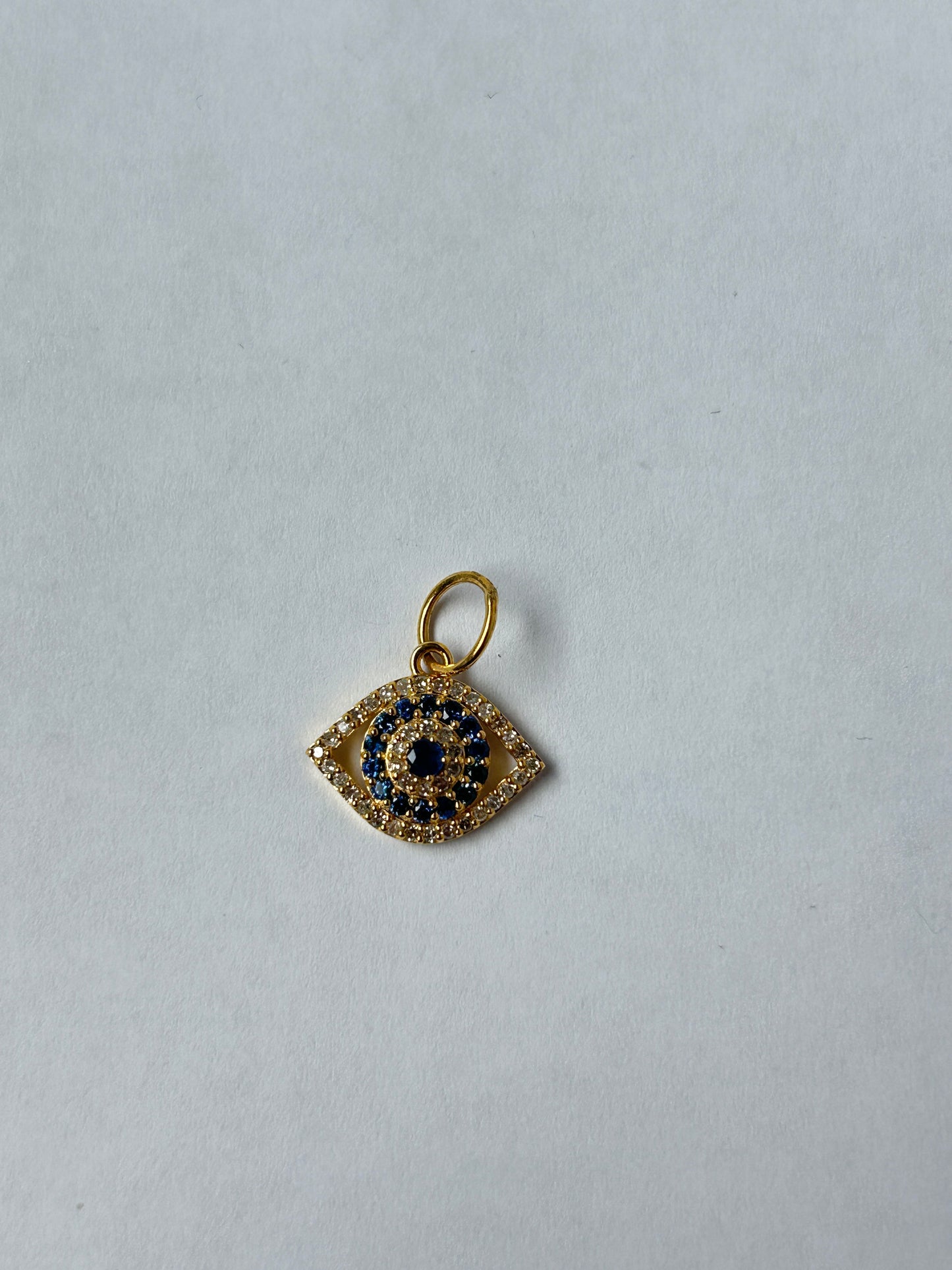 Evil eye 14k Solid Gold Diamond Necklace