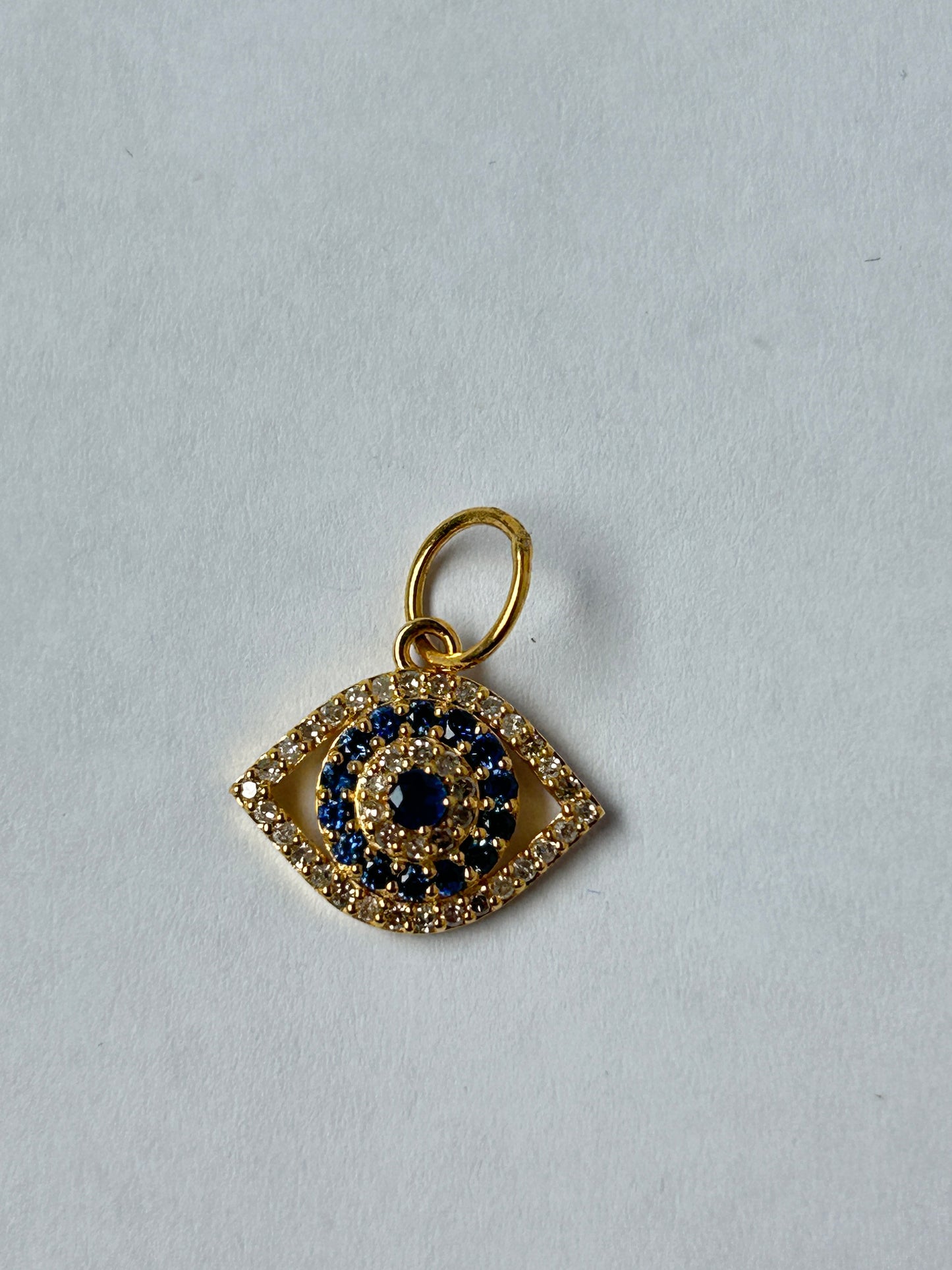 Evil eye 14k Solid Gold Diamond Necklace