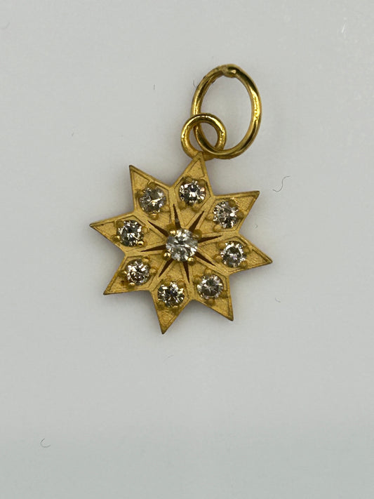 Star 14k Solid Gold Diamond Pendants