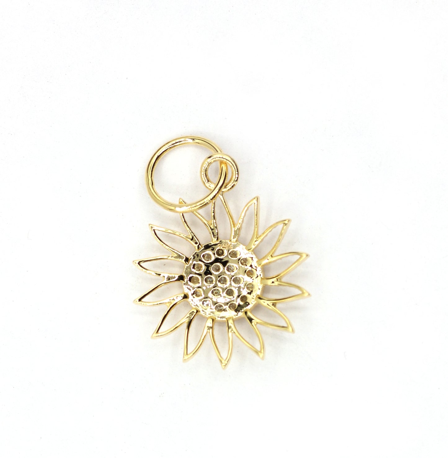 Flower 14k Solid Gold Diamond Pendants.