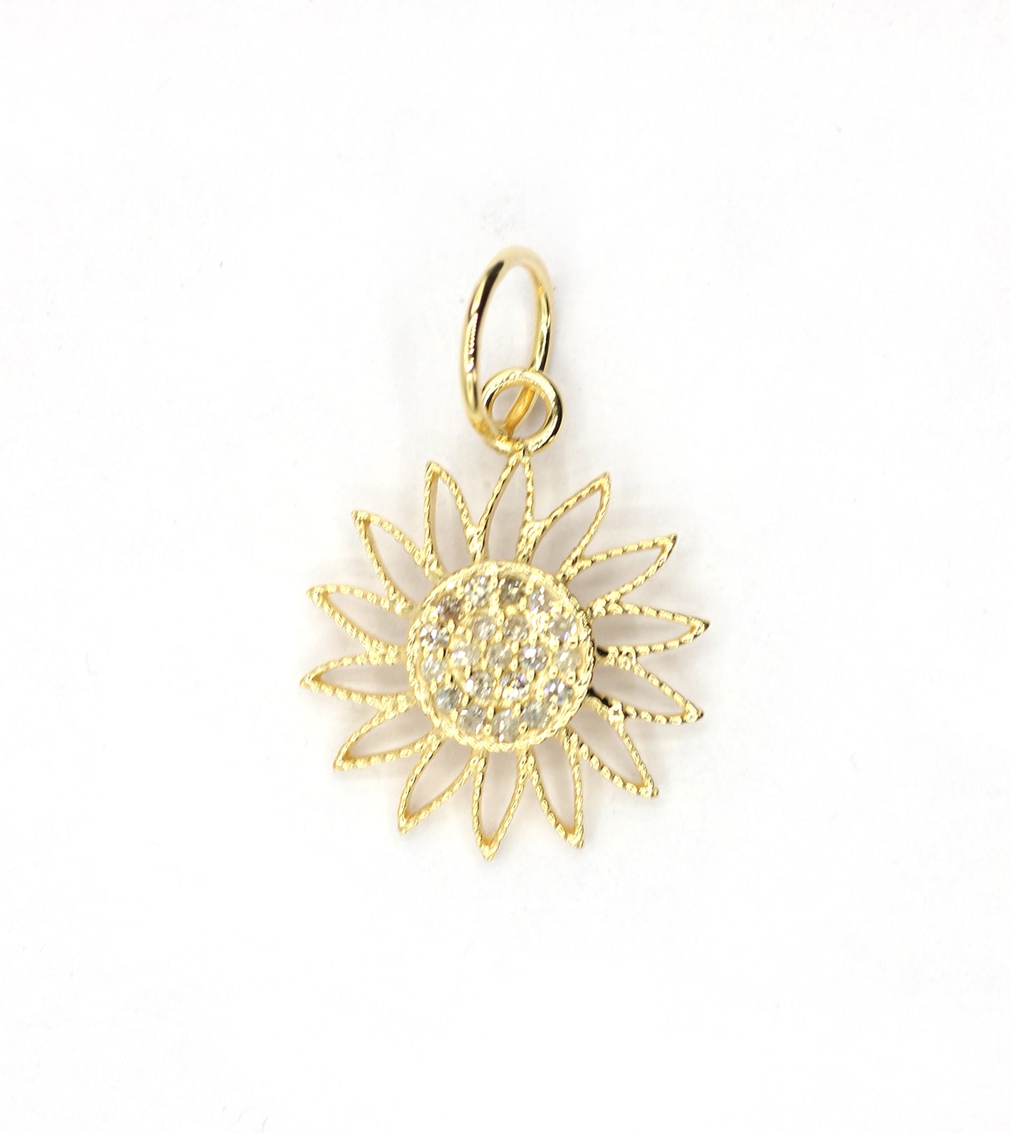 Flower 14k Solid Gold Diamond Pendants.