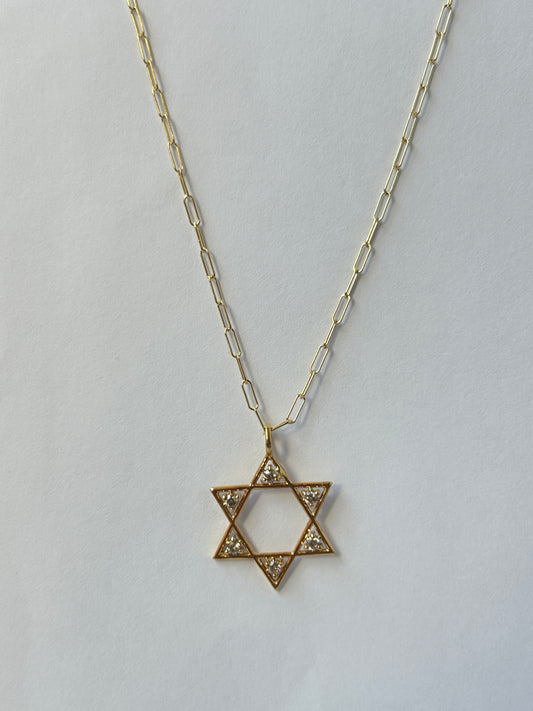 Star 14k Solid Gold Diamond Pendants