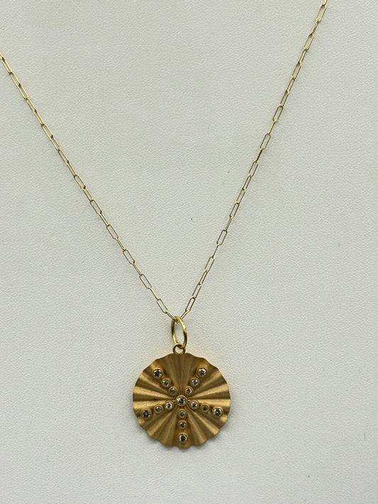 Round 14k Solid Gold Diamond Pendants