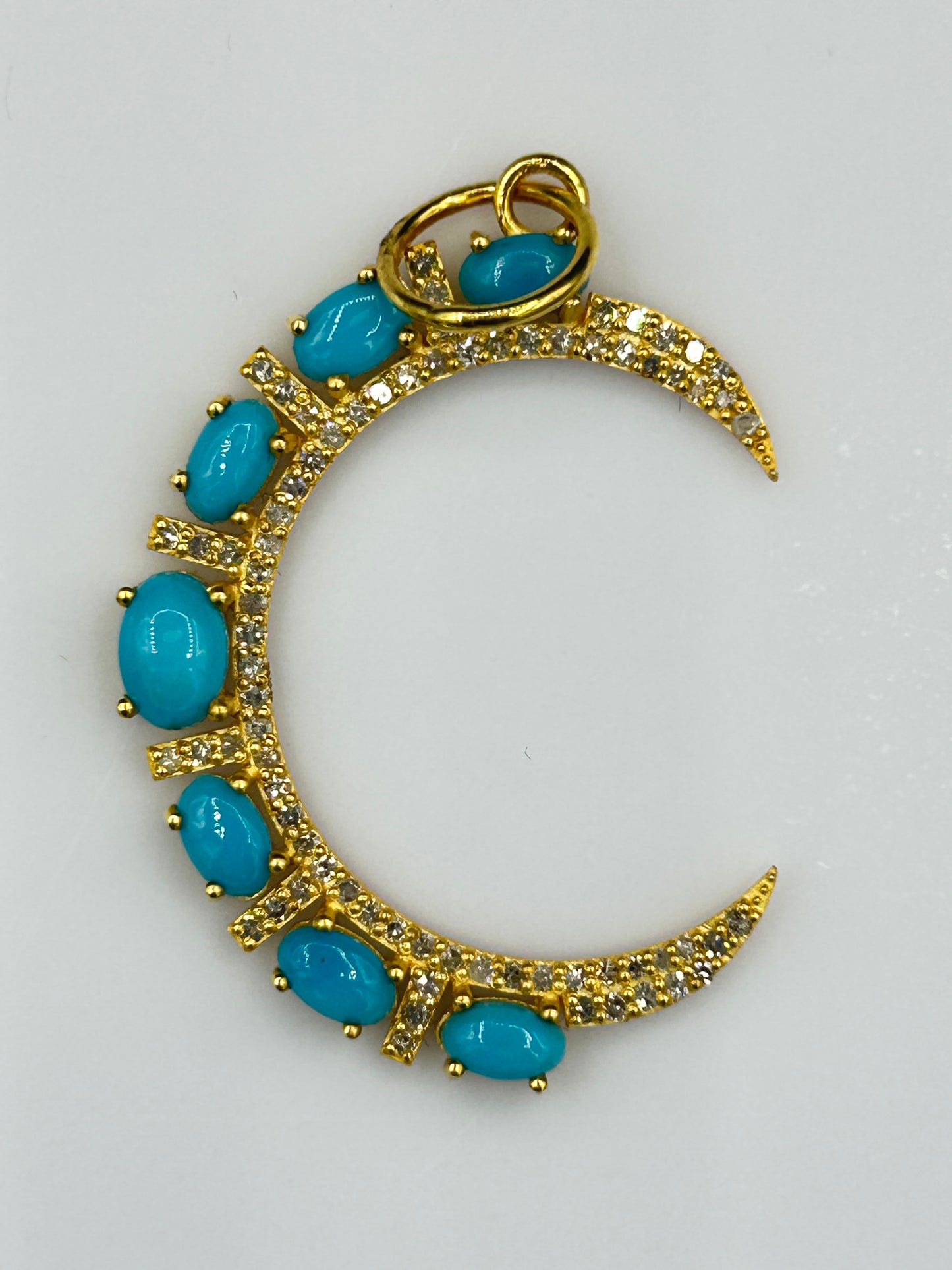 Moon 14k Solid Gold Diamond Pendants