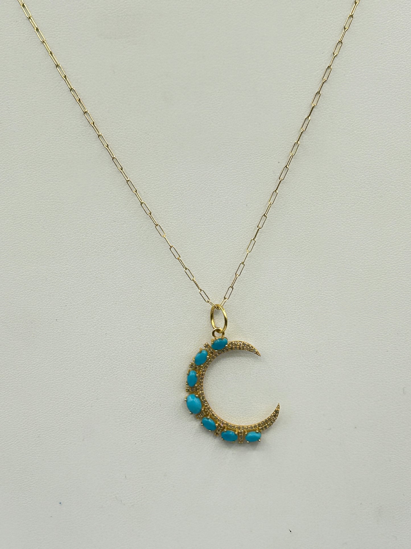 Moon 14k Solid Gold Diamond Pendants