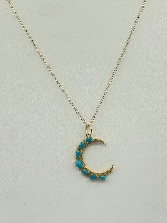 Moon 14k Solid Gold Diamond Pendants