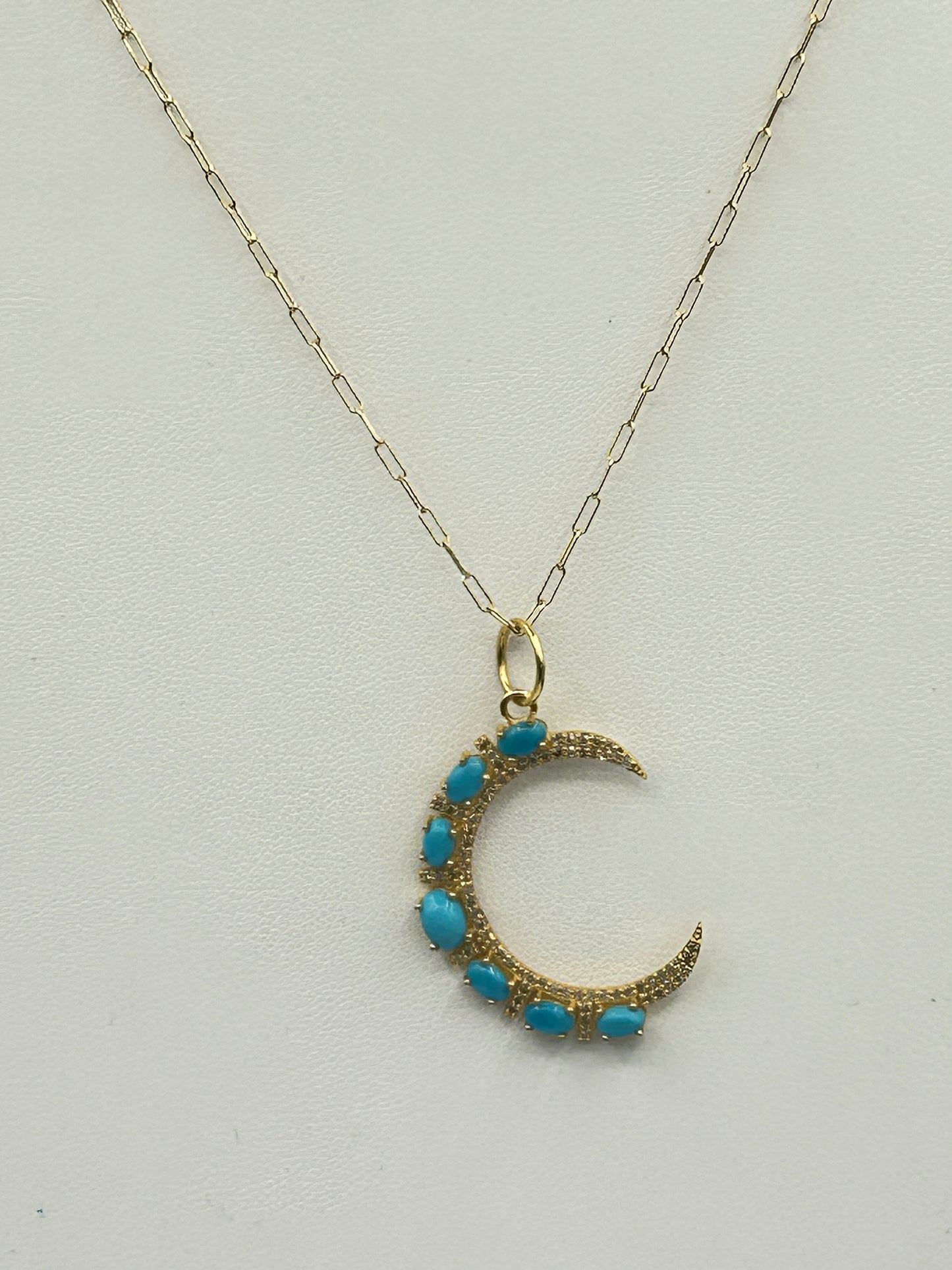 Moon 14k Solid Gold Diamond Pendants