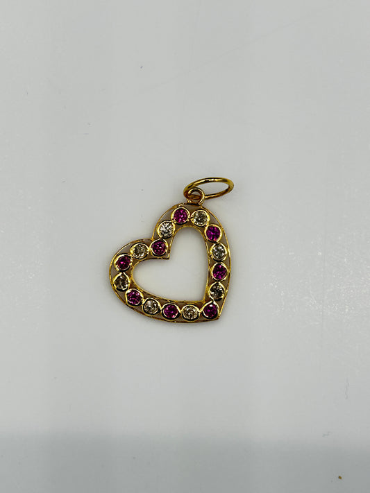 Heart 14k Solid Gold Diamond Pendants