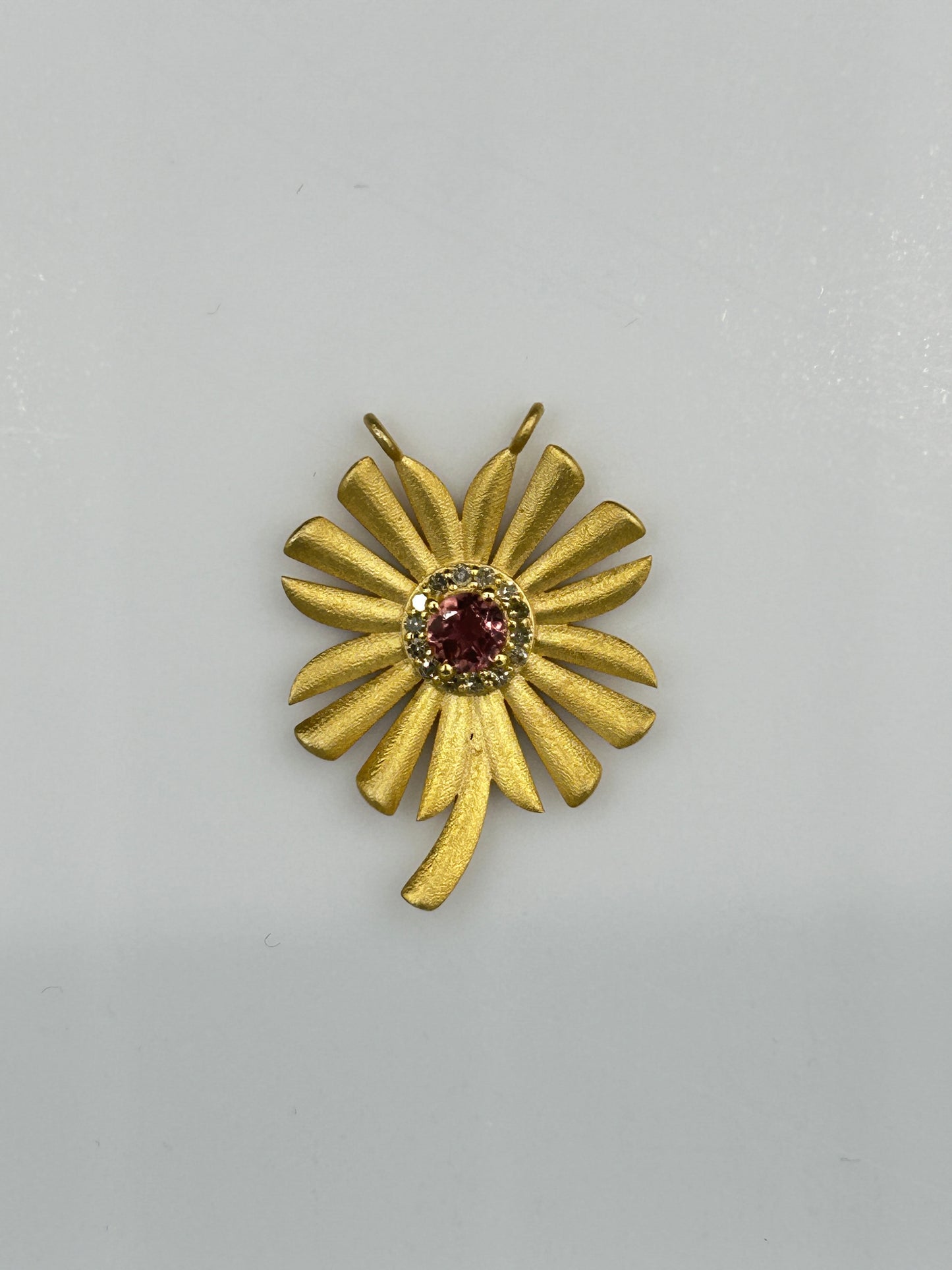 Flower 14k Solid Gold Diamond Pendants