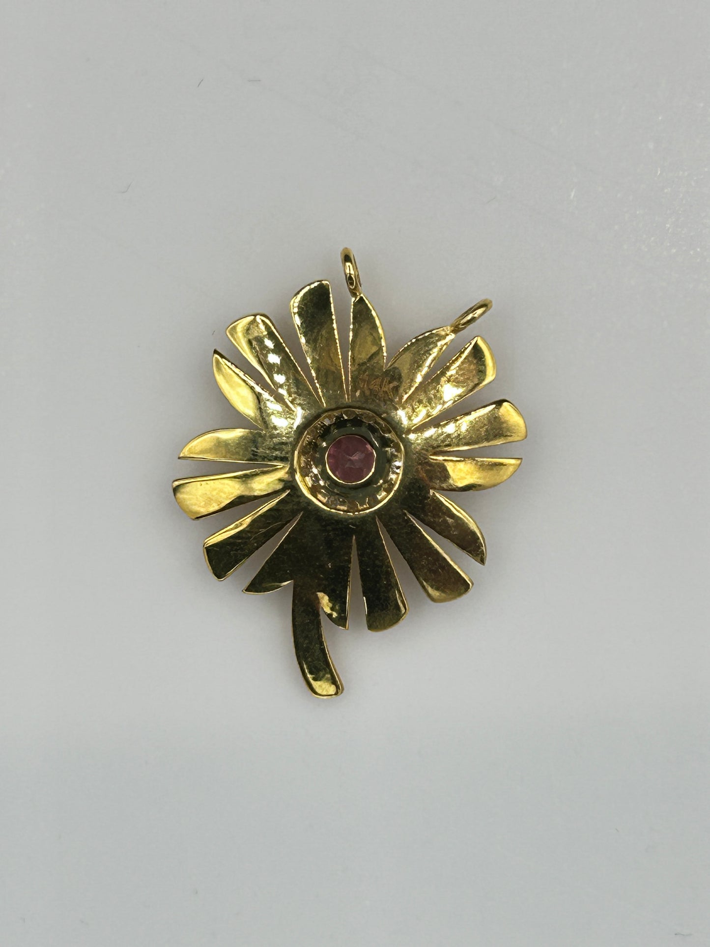 Flower 14k Solid Gold Diamond Pendants