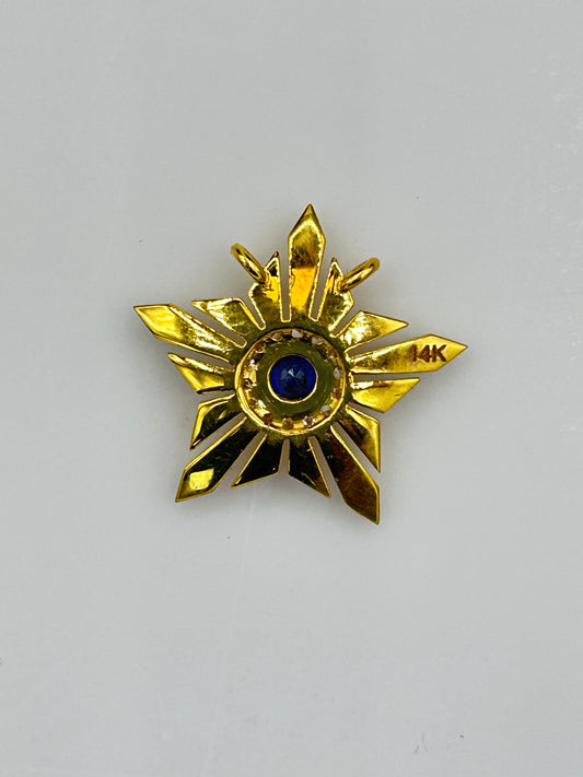 Star 14k Solid Gold Diamond Pendants