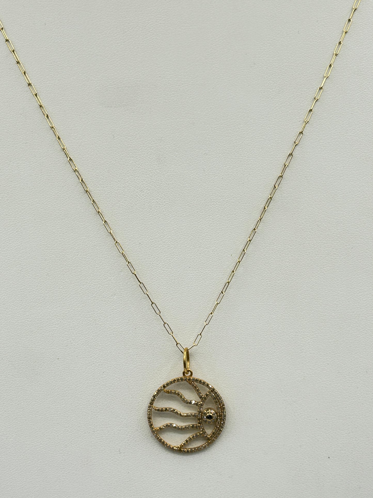 Evil Eye 14k Solid Gold Diamond Pendants