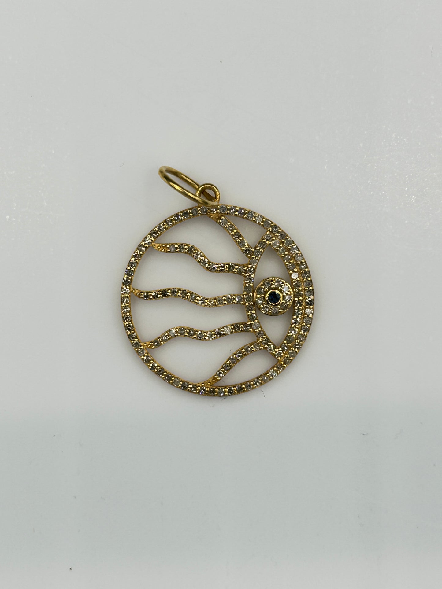 Evil Eye 14k Solid Gold Diamond Pendants