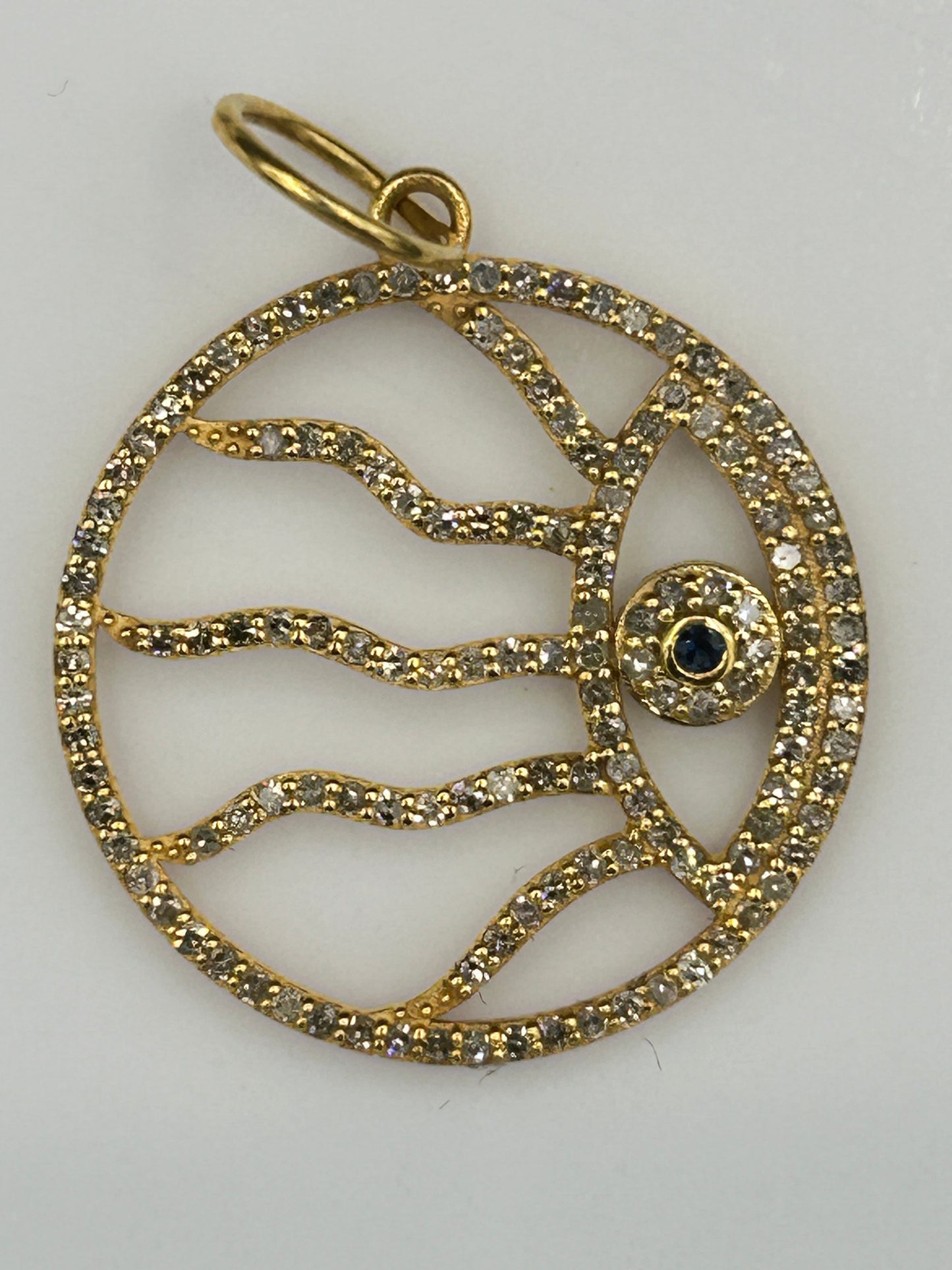 Evil Eye 14k Solid Gold Diamond Pendants