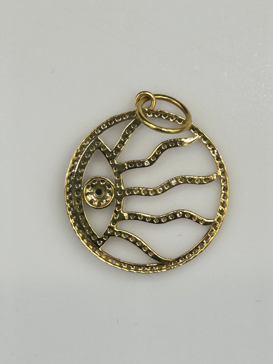 Evil Eye 14k Solid Gold Diamond Pendants