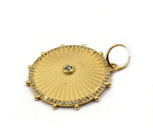 Round 14k Solid Gold Diamond Pendants.