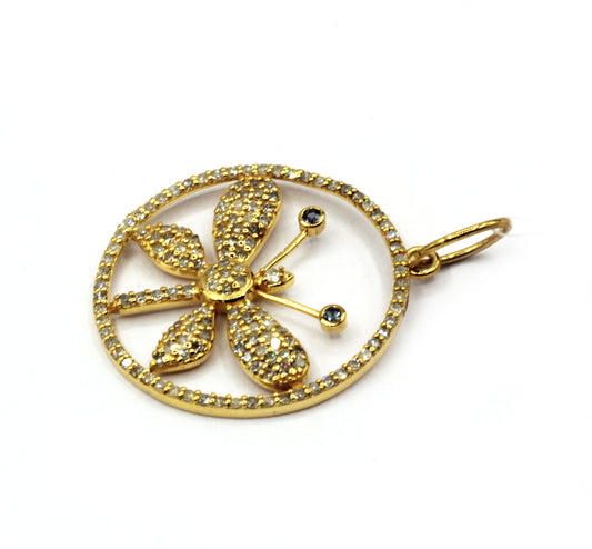 Round 14k Solid Gold Diamond Pendants.