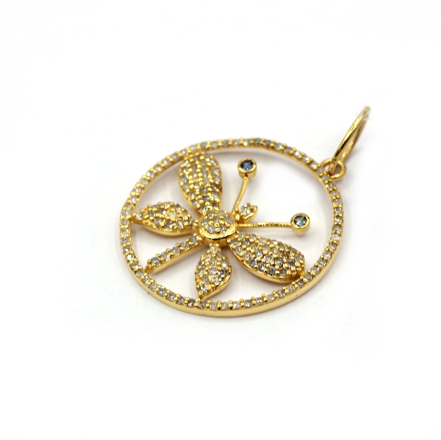 Round 14k Solid Gold Diamond Pendants.