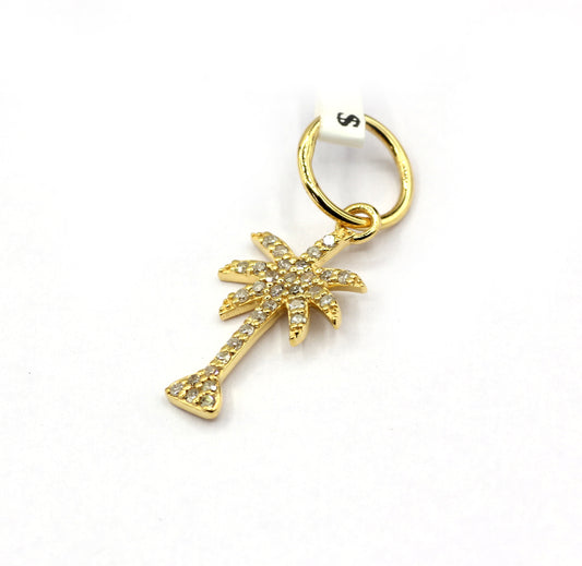 Coconut tree 14k Solid Gold Diamond Pendants