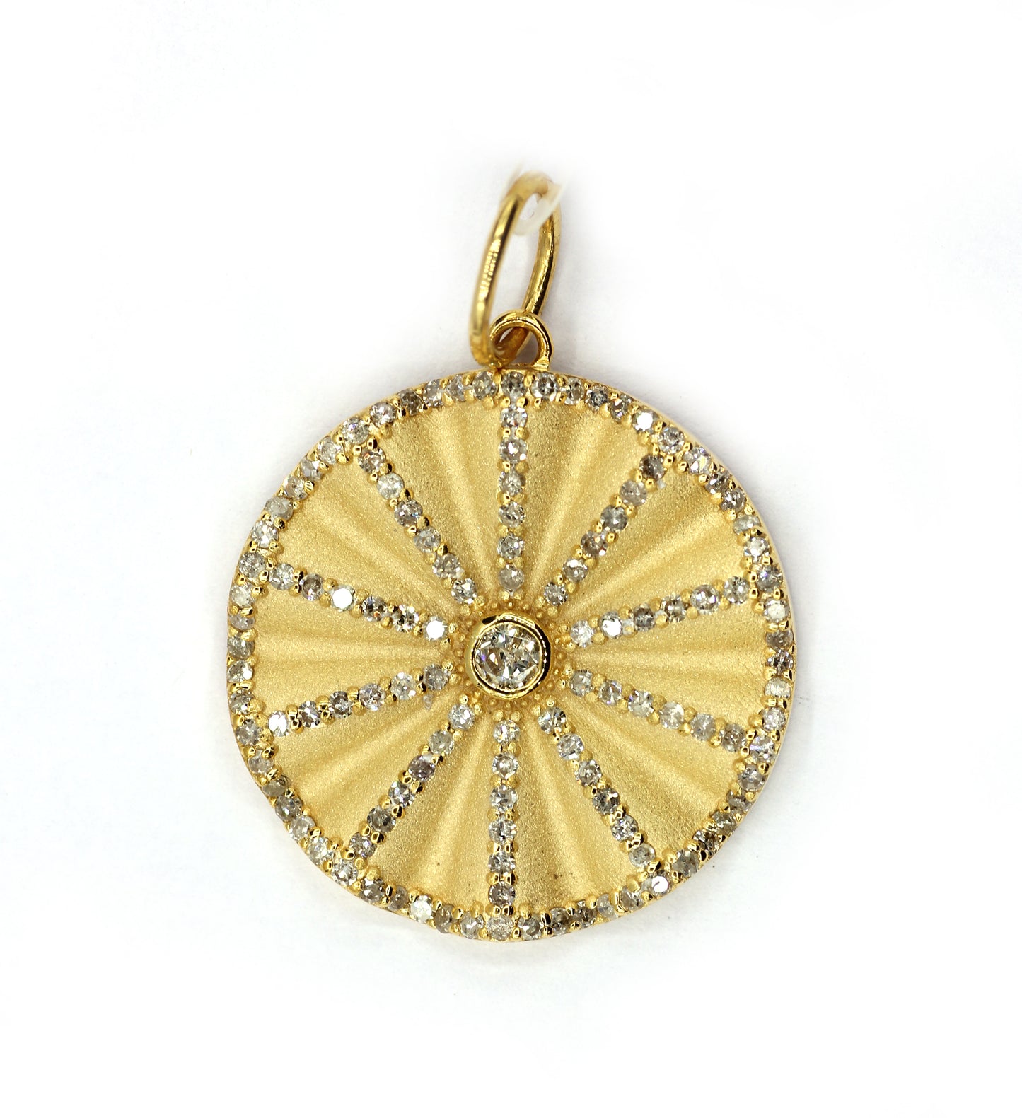 Round 14k Solid Gold Diamond Pendants