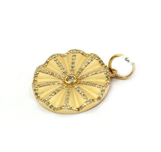 Round 14k Solid Gold Diamond Pendants