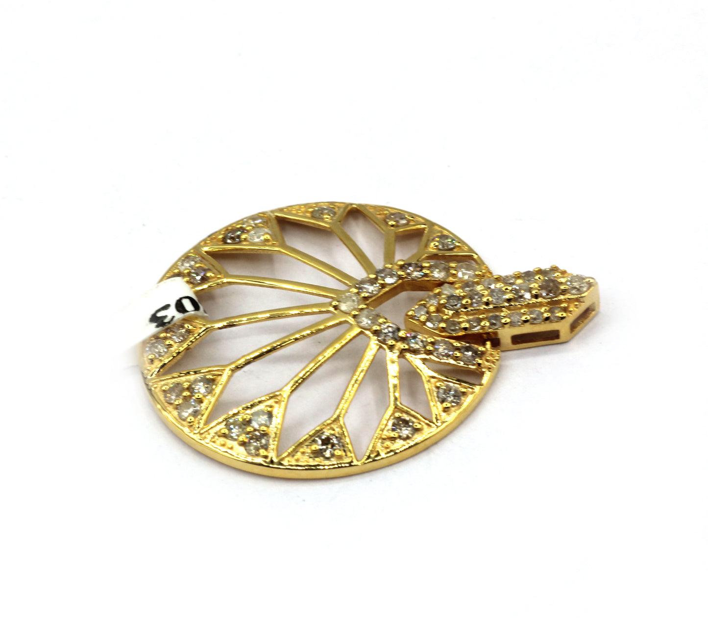 Round 14k Solid Gold Diamond Pendants