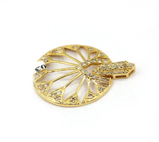 Round 14k Solid Gold Diamond Pendants