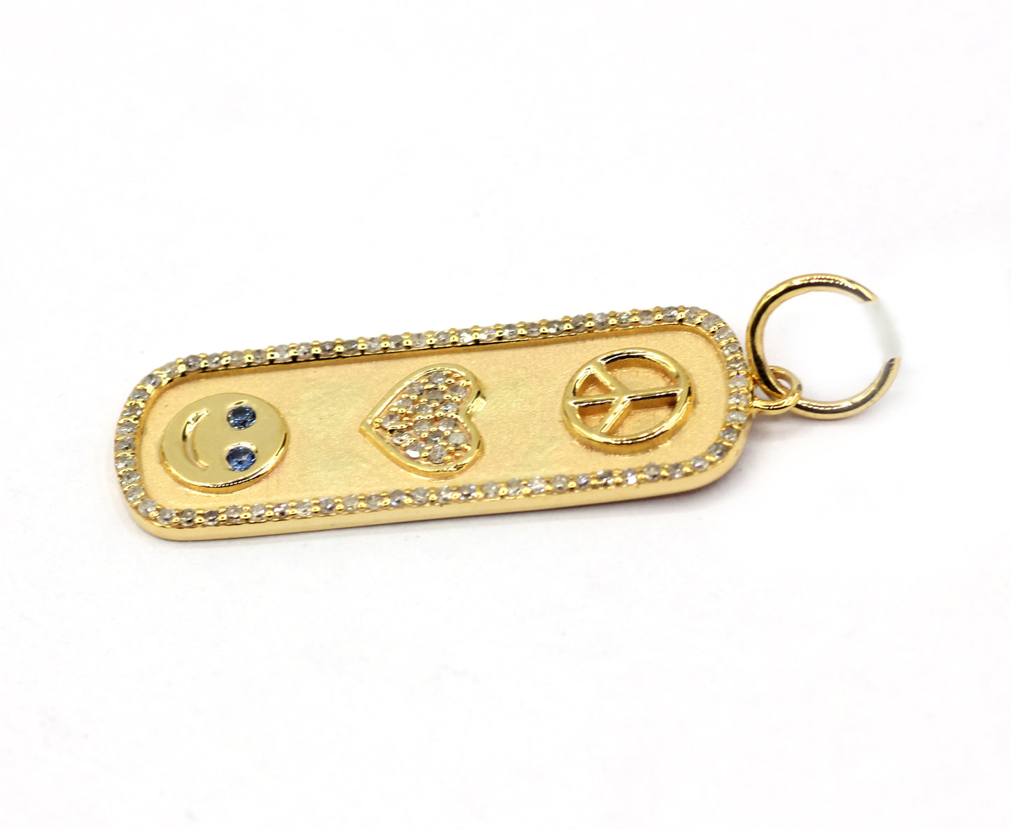 Rectangle 14k Solid Gold Diamond Pendants