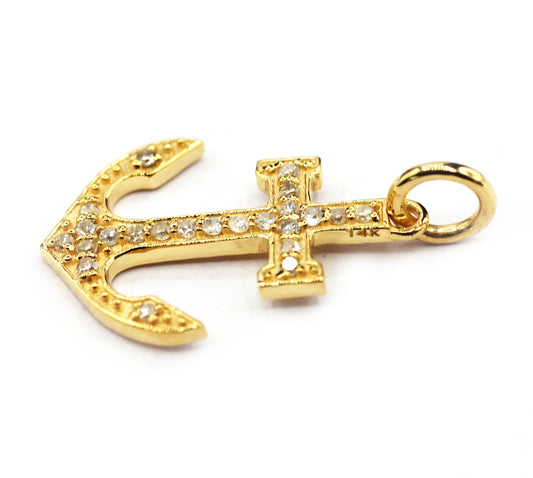 Anchor 14k Solid Gold Diamond Pendants.