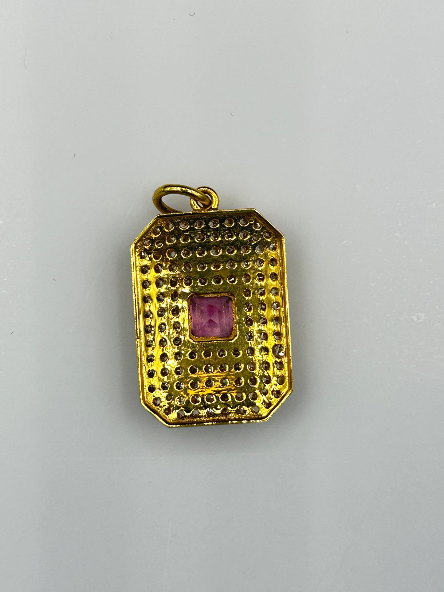 Rectangle 14k Solid Gold Diamond Pendants