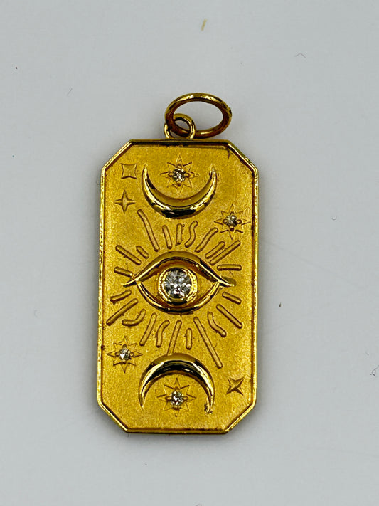 Rectangle 14k Solid Gold Diamond Pendants