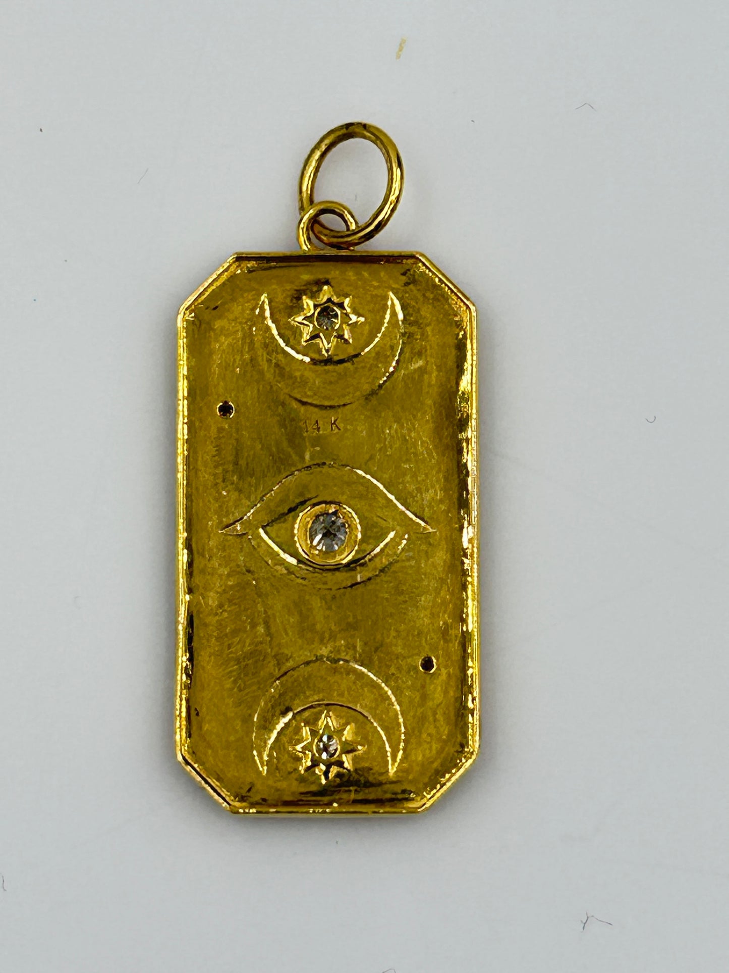 Rectangle 14k Solid Gold Diamond Pendants