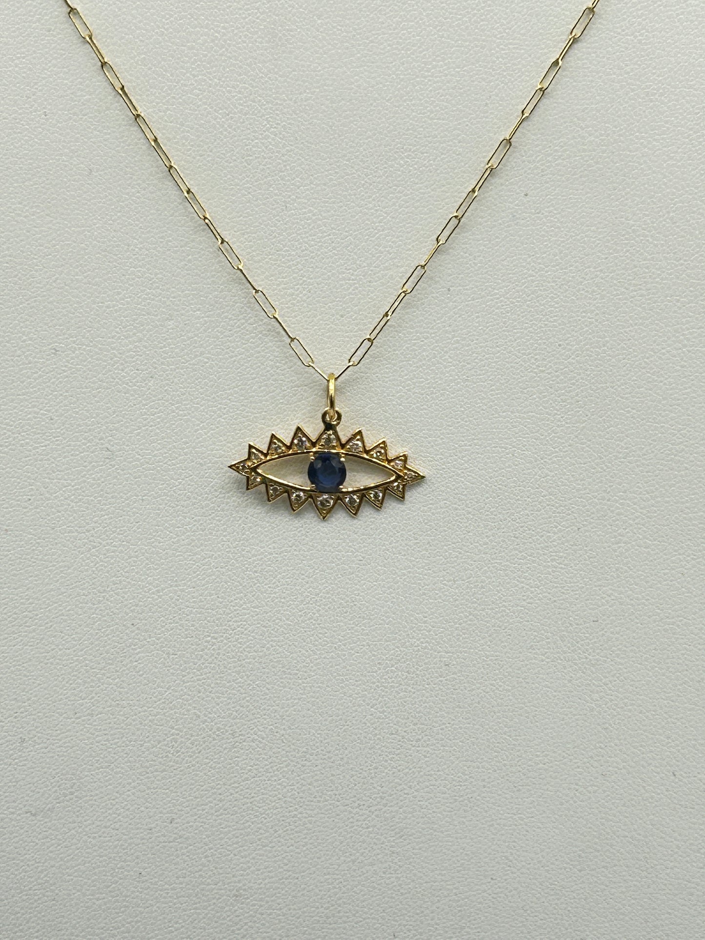 Evil Eye 14k Solid Gold Diamond Pendants