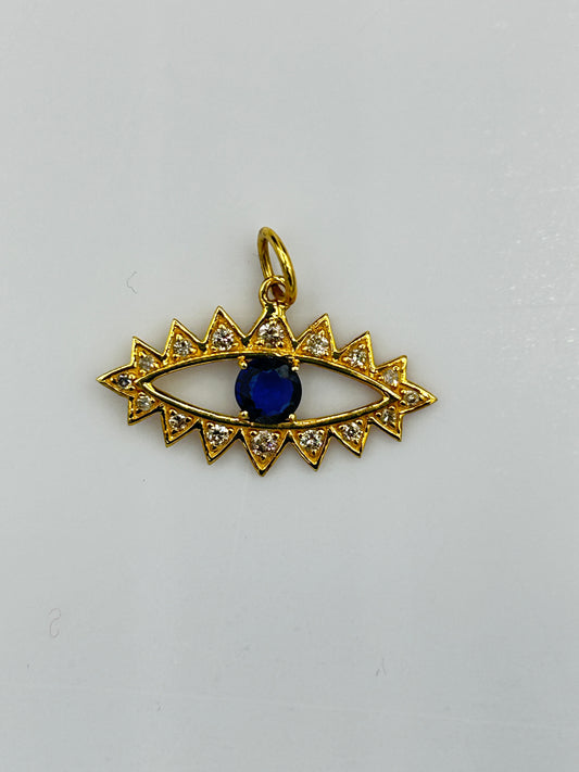 Evil Eye 14k Solid Gold Diamond Pendants