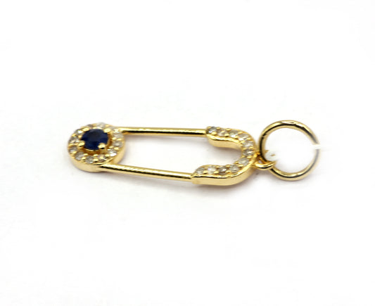 Safety pin 14k Solid Gold Diamond Pendants