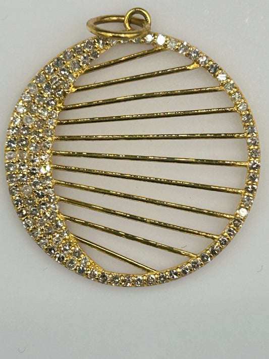 Round 14k Solid Gold Diamond Pendants