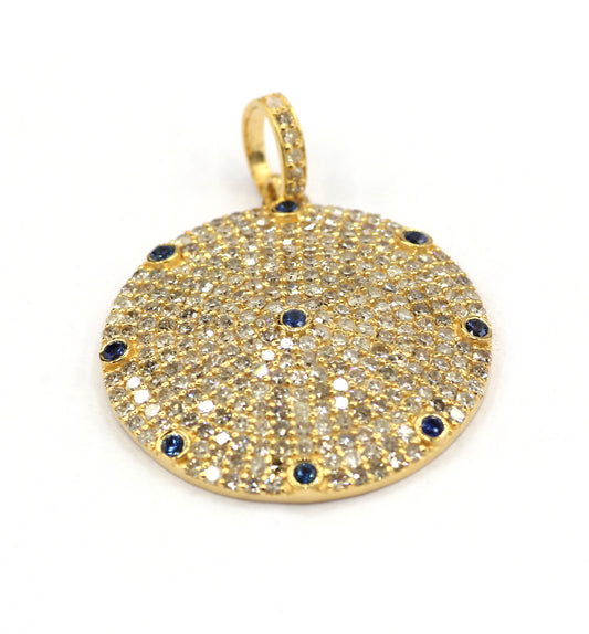 Round 14k Solid Gold Diamond Pendants.