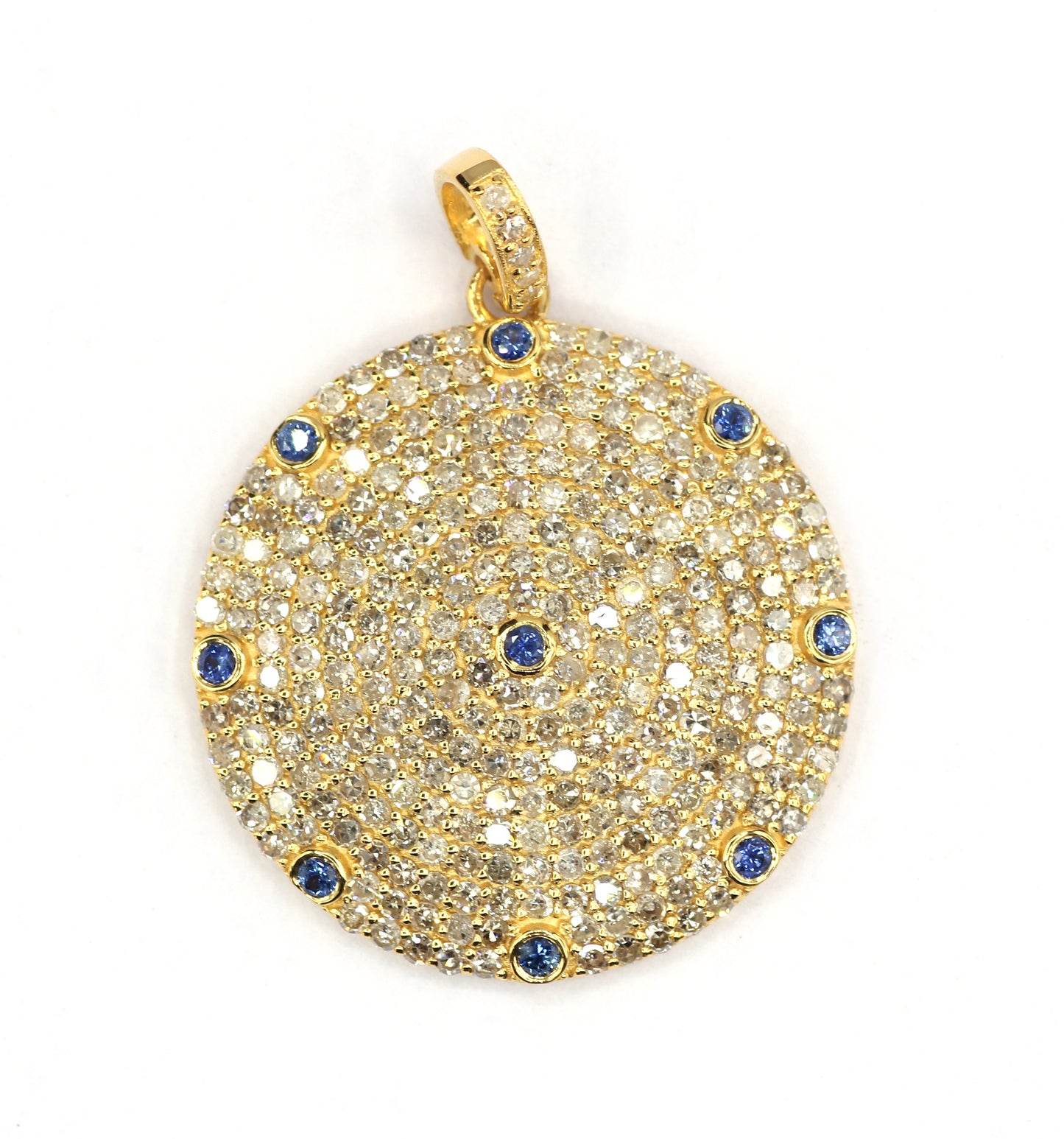 Round 14k Solid Gold Diamond Pendants.