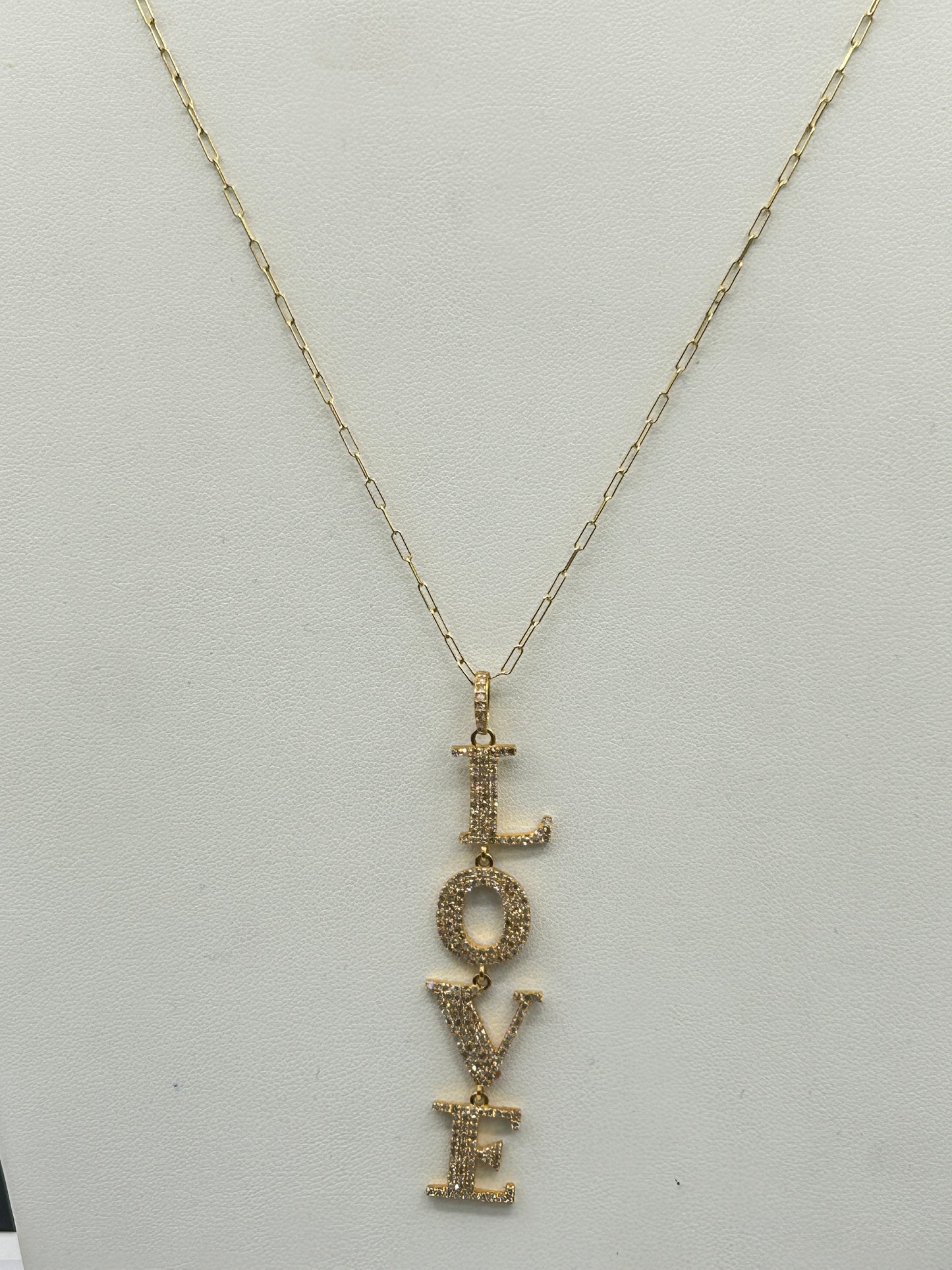 Love 14k Solid Gold Diamond Pendants