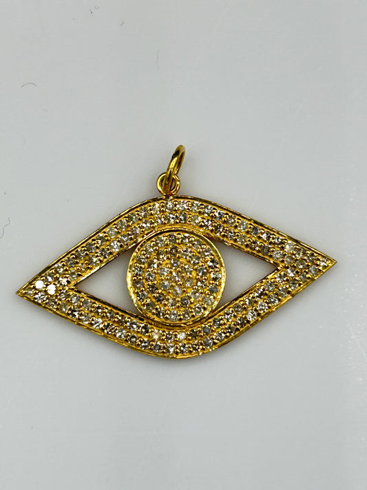 Evil eye 14k Solid Gold Diamond Pendants