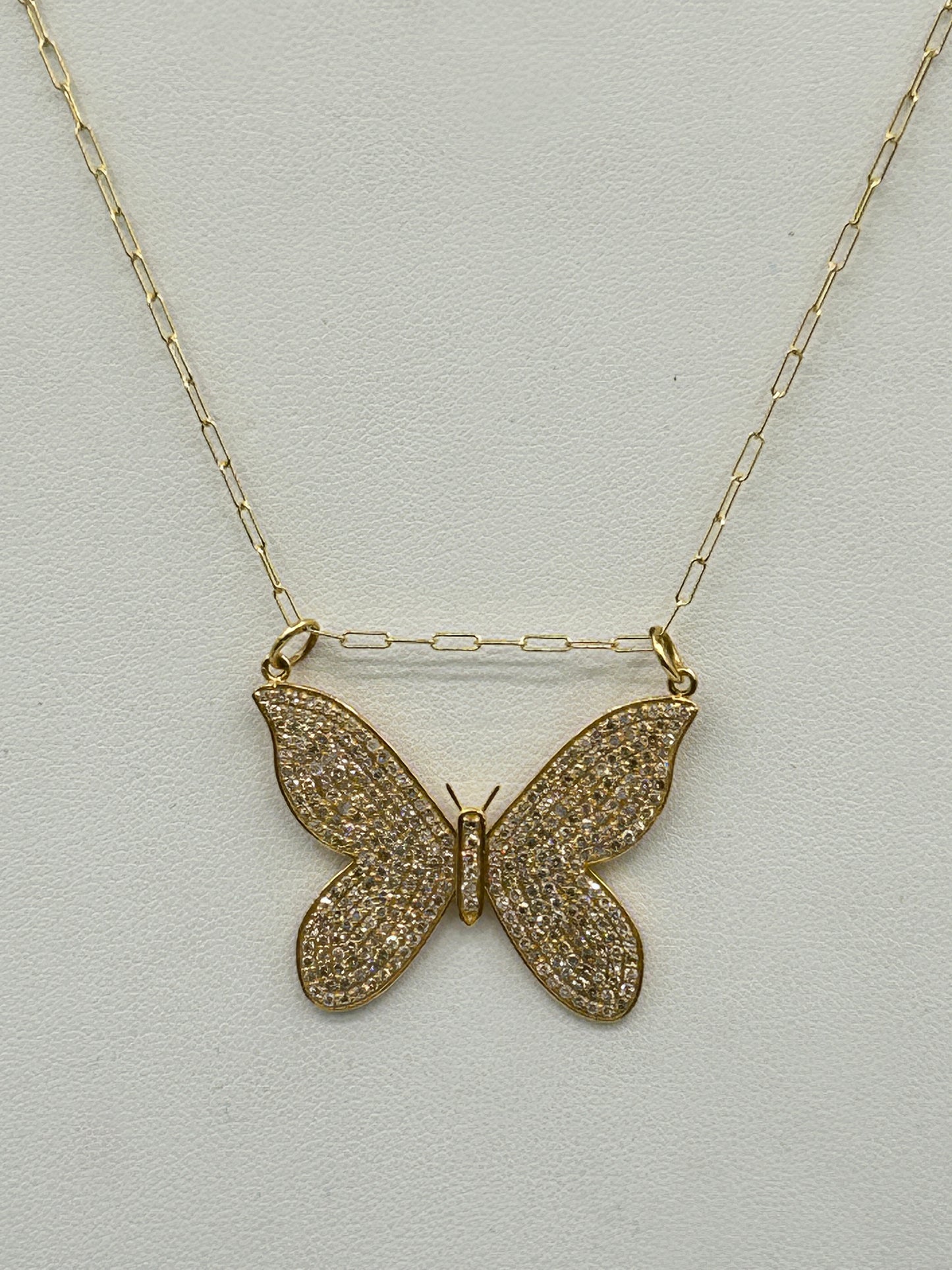 Butterfly 14k Solid Gold Diamond Pendants