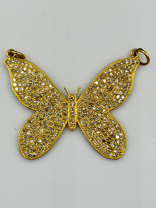 Butterfly 14k Solid Gold Diamond Pendants