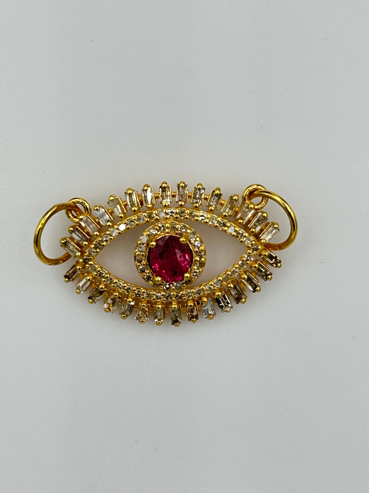 Evil Eye 14k Solid Gold Diamond Pendants With Sapphire Stone