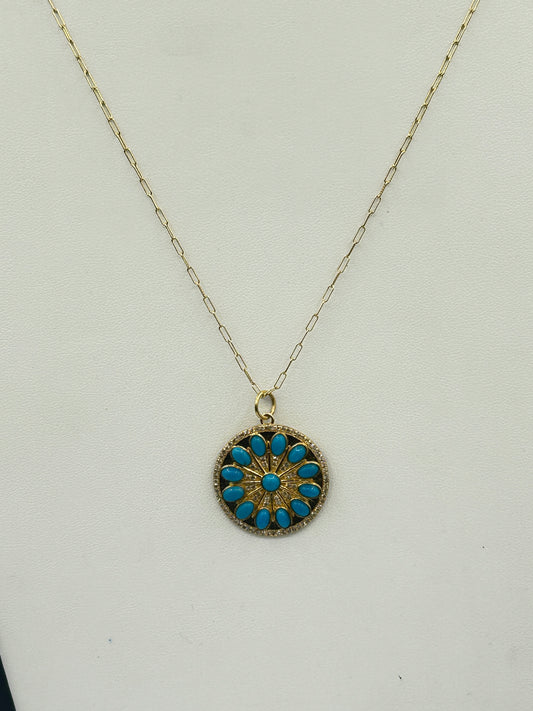 Round 14k Solid Gold Diamond Pendants